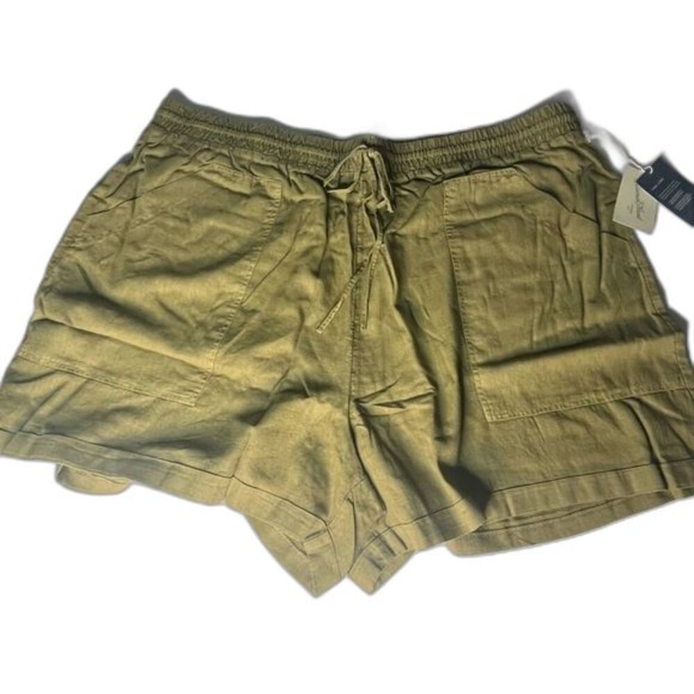 Universal Threads Mid-Rise Linen Blend Utility Pocket Drawstring Olive Green New